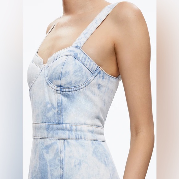 Alice + Olivia Donella Denim Bustier High Low Dress - 2 - Picture 5 of 6